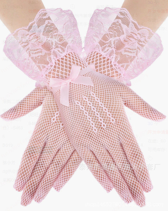 Wholesale Full-finger fishnet lace gloves